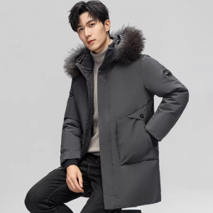 2025男士羽绒服外套毛领保暖冬季户外加厚户外防风中长款上衣